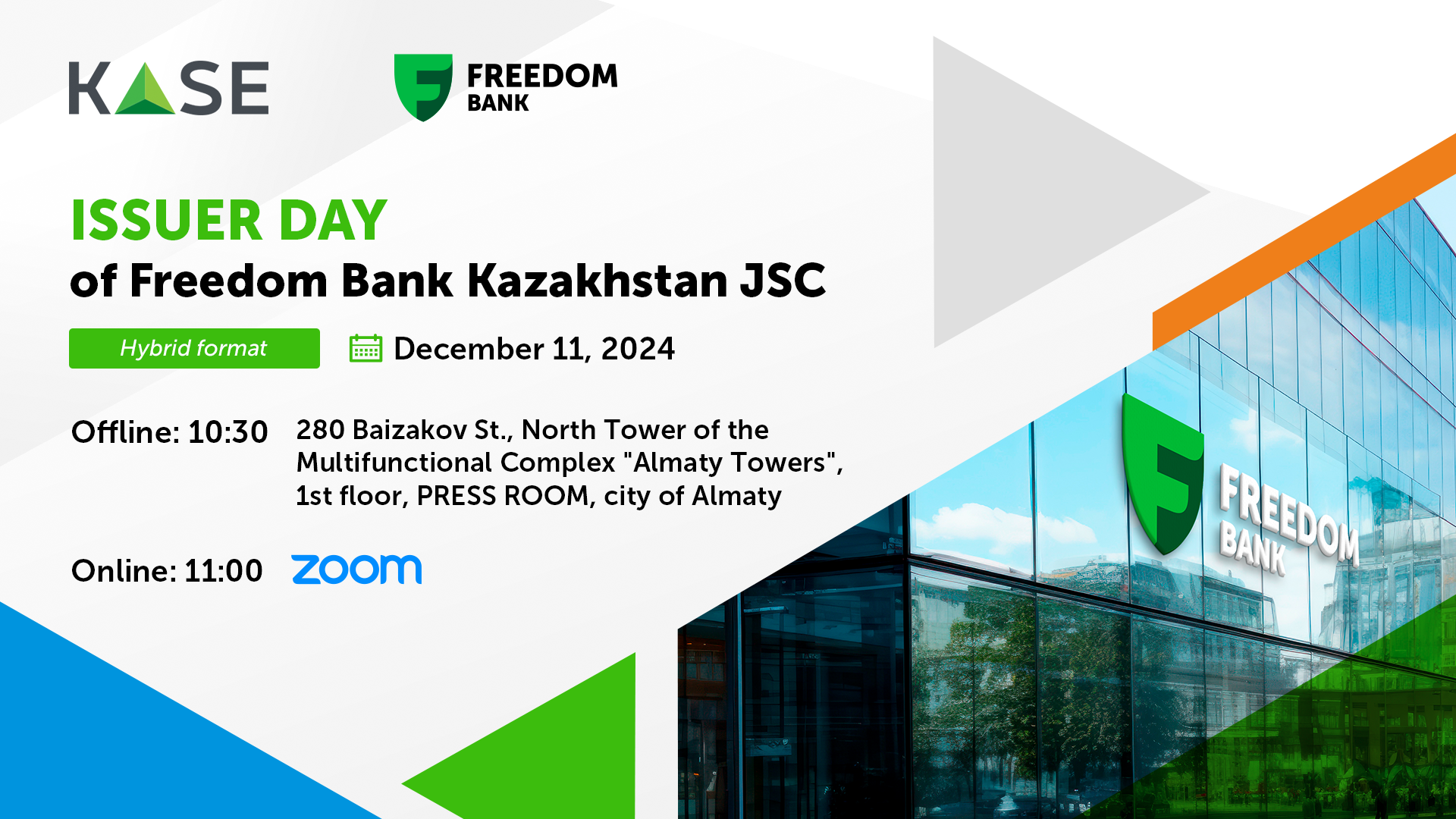 Issuer Day of Freedom Bank Kazakhstan JSC